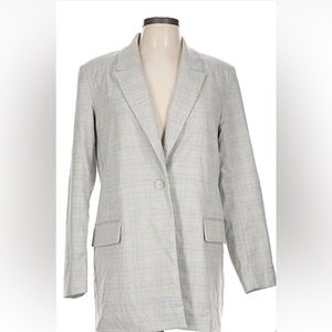 Nine West Women's Gray Plaid Blazer Jacket